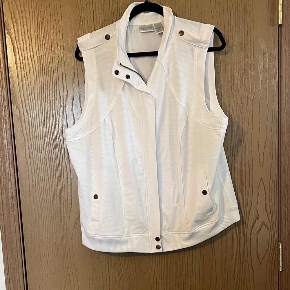 White Sleeveless Vest with Button Accents